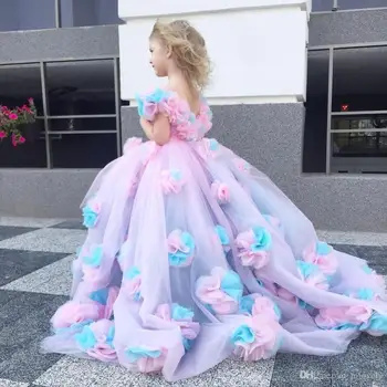 3D Lille Tüdrukute Kleit Baby Girl Toldders Õhtusöömaaeg Kleidid ja Pall Hommikumantlid Maha Õla Sünnipäeva Võistlused Pool Kleit