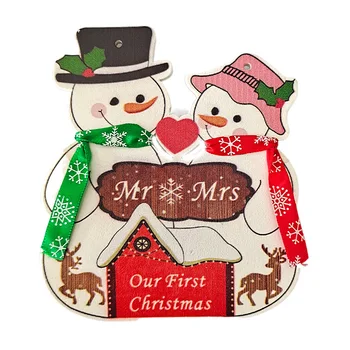 1tk Puit Jõulud Kaunistused Toorikud Puidust Lumememm Rippuvad Käsitöö Punane Snowman Christmas Tree Kaunistused