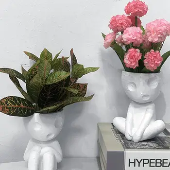 Inimese Kujuline Kunst Skulptuur lillevaasi Taime Pott DecorationCreative Desktop Decor Kodus elutoas Asukoht