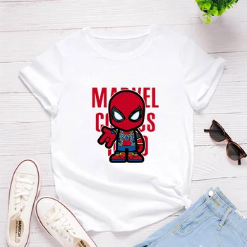 Suvel Naiste T-Särk, Lühikesed Varrukad Casual Valge O-kaeluse Tshirts Marvel Spiderman Kirja Prindi Naine Streetwear Cartoon T-särgid