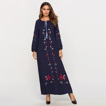 Naiste Mood Moslemi Trükkimine Full Varruka Araabia Kleit Islam Jilbab Kleidid Elegantne Disain Maxi Riided z0417