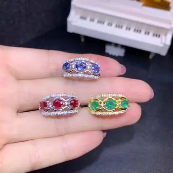 KJJEAXCMY boutique ehted on 925 sterling hõbe inkrusteeritud loomulik emerald safiir, rubiin naine ringi toetada avastamise uus