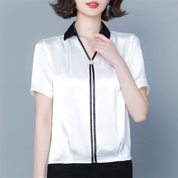 Suvel Satiin Siidist Naiste Pluus Casual Fashion Korea Lahti Pluusid Daamid Office Särk Tops Naine Blusas Camisa Mujer