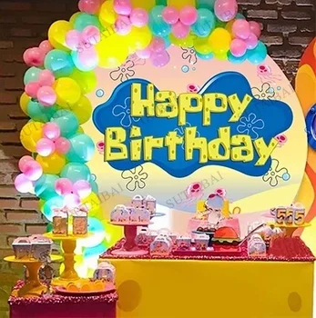 Cartoon Sponge Ringi Algul Taustaks Kate Mull Mere Ookeani Baby Shower Sünnipäevaks Foto Tausta Tapeet Plakati Kujundusest