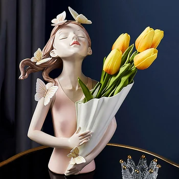 Ilus Liblikas Tüdruk Skulptuurid Vaasid Countertop Vaasid Home Decor Gift Lilled Vaasid Kaunistused Home Office ALI88