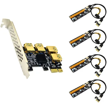 PCI-E 1 kuni 4 USB3.0 Laiendamine Mälukaart+4XPCIE 1X kuni 16X 6Pin Pildi Kaardi pikendusjuhe Kaardi Adapter Komplekt BTC Kaevandamine