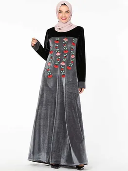 Islami Riided Velvet Moslemi Naiste Kleit Abaya Maroko Seal Kaftan Rüü Jubah Õie Elbise Dubai Türgi Kauhtana Araabia Hijab Kleit