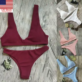 Hirigin Kuum 2019 Uued Seksikad Naised, Daamid Bikiinid Komplekti Supelrõivad Sidemega Monokini Push Up Polsterdatud Tahke Ujumistrikoo Supelda Beachwear