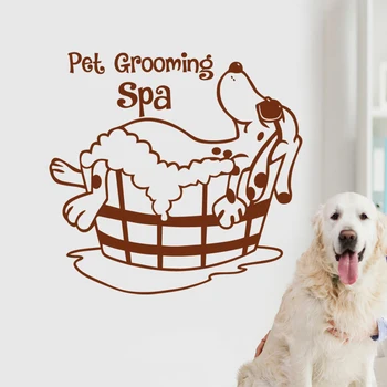 Pet Shop Seina Kleebis Grooming Salong Klaas Decal Koer Plakatid Art Vinyl Kleebised Decor Seinamaaling Pet Clinic 1005