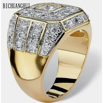 18K Kuld, Kristall Teemant 925 Sterling Hõbe Õrn ja Üllas Sõrmused 2021 Trend Meeste Ring Meeste Trahvi Ehteid kihlasormus
