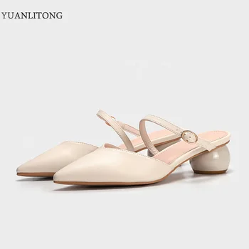 Kevadel uus low-cut pikad varba paks kanna iga päev lukk tahked värvi sobitamise paks kanna naiste sandaalid naiste kingad mood kingad