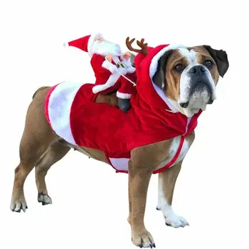 Xmas Jõulud Koera Riided Santa Kostüümid Puhkus Pool Pukeutumalla Riided Pet Jõulupidu Cosplay Santa Koer Punane Mantel