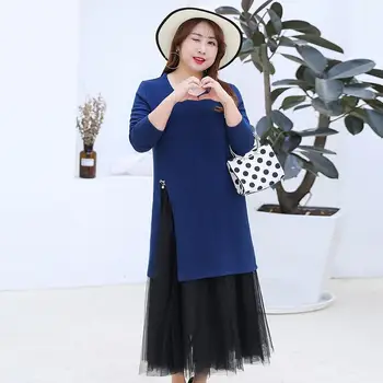 XL-4XL Pluss suurus korea kleit 2-osaline komplekt, naiste rõivad silma midi seelik silmkoelised t-särk talve komplekt suur suurus 2 töö seelik komplekt