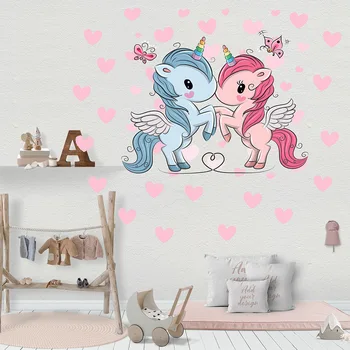 Uus armas armastus fantaasia cartoon ükssarvik seina kleebised laste tuba elutuba, magamistuba kaunistamine seina kleebised
