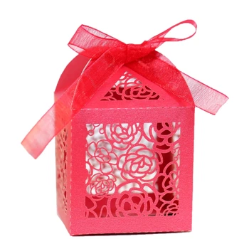100tk Tõusis Flower Pearl Paber Õõnes Katkesta Kasuks Kingitus Candy Box Ladustamise Lindiga Kaunistamiseks Beebi Dušš Pulmapidu