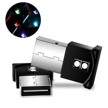Mini USB LED Car Light Auto Interjöör Atmosfääri Kerge Dekoratiivne Lamp avariivalgustus PC Auto Värviline Valgus Auto Accessory