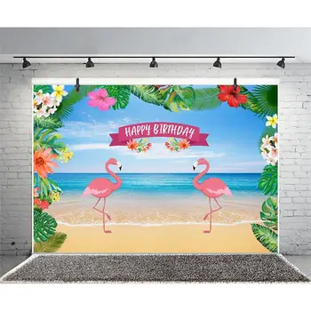Flamingo Järve Sünnipäeva Taustaks Suvel Troopiline Havai Lille Fotograafia Taust Lille Baby Shower Kook Tabel Banner