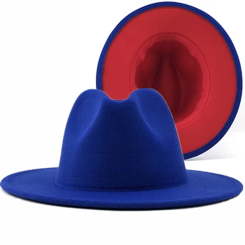 Lihtne Välimine Sinine Sisemine Punane Vill Tunda Jazz Fedora Mütsid Õhuke Pandla Mehed Naised Lai Nokk Panama Huopahattu ühise Põllumajanduspoliitika 56-58-60CM