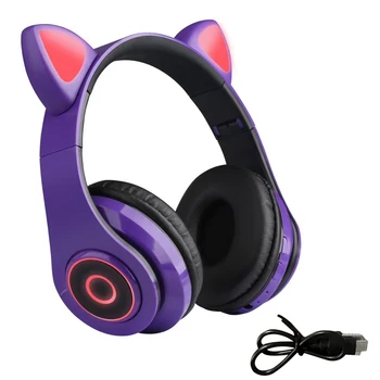 Kass Kõrva LED süttib Traadita Kõrvaklapid HIFI Stereo Muusika Kokkupandav Kooli Bluetooth Streaming Kingitus Ergonoomiline ABS Sülearvuti Kaasaskantav