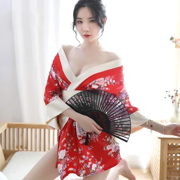 Jaapani Stiile Seksikas Satiin Siidist Sleepwear Naiste Lühike Satiinist Pulm Kimono Riideid Sleepwear Nightgowns Kleit Hommikumantel Lilleline kleit