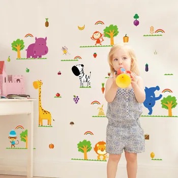 Multikas loomade maailma seina kleebised laste tuba lasteaia seina kaunistamiseks PVC EEMALDATAVAD KLEEBISED