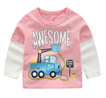 Kids Puuvillane Pika Varrukaga T-Särk brändi Cartoon Dinosaurus auto vabaaja poiss-beebi, mudilane Tops tüdruk Tees Kevad-Sügis Laste riided