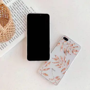 Luksus Glitter Gold Leaf Läbipaistev Case For iPhone SE 2020 8 7 Pluss X XS Max XR 11 Pro Max Fundas Coque Selge Pehme tagakaas