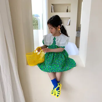 Koodykids Vintage Beebi Tüdrukud Kleit Tüdrukud Roheline Kleit Suvine Kleit Lühikeste Varrukate Õie Lapsed, Beebi Tüdruku Riided Roheline Kleidid Uus