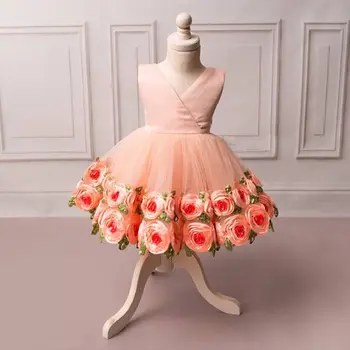 UK Ametliku Lapsed Flower Girl Kleit Printsess Pruutneitsi Pool Pulm Pageant Dress Tõusis Sundress 2-8T