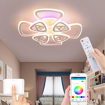 Uus Põhjamaade magamistuba LED-lühter, elutuba majapidamis-lae lamp kaugjuhtimispult dimm värvilised tuled