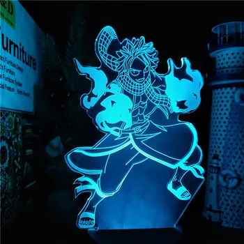Tulekahju Punch Natsu Anime Muinasjuttude 3D Kerge 7/16 Värvi Muuta LED Night Light Lastele Magamistuba Teenetemärgi Manga Fairy Tail Lamp