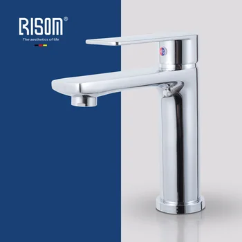 RISOM Vannitoa Kraanikauss Pikk Chrome Mikser Koputage Ühe käidelda Kõrge Kvaliteediga segistid Kaasaegse Juga Tila Kuum Külm Kraanid