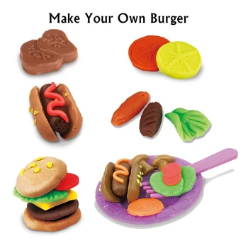 Mängida Tainas Köök Kit Loomingut Burger Maker Playset DIY Vormimise Mängida Tainas Seada Tainas ja Hallitusseened Lapsed 19 Tükki
