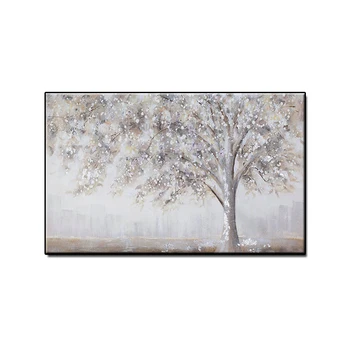 Talvine maastik suur valge puu Käsitöö abstraktne õlimaal lõuendil kodu kaunistamiseks seina art pilt elutuba raamita