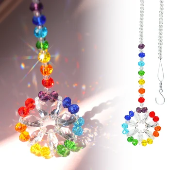 Värviline Kristall Ripats Ilus kristallkuul Prisma Rainbow Päikest Püüdja Teenetemärgi Kodus Akna Poole TN88