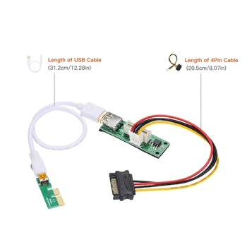 Mini PCI-E X1 pikendusjuhe PCIE 1X Laiendamine Ärkaja Kaart, USB-Kaabel ja SATA Kaabel