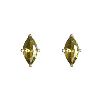 Disainer originaal uus oliivi roheline tsirkoon inkrusteeritud marquise teemant kõrvarõngad värske temperament lihtne daamid hõbe ehted
