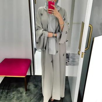 Käsitsi Valmistatud Ehitud Profileerimine Avatud Abaya Moslemi Naiste Kleit Mood Katfan Dubai Kimono Islami Abaya Palve Teenuse Riided