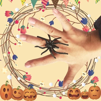150pcs Plastikust Spider Ringi Must Halloween Ehted Putukas Ringi Pikad Jalad Spider Halloween Pool Ornament