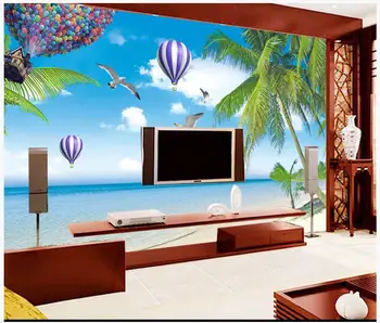 Custom tapeedid seinte 3 d murals tapeet Vahemere tree beach õhupalli seinamaaling elutoas taust seina paberid decor