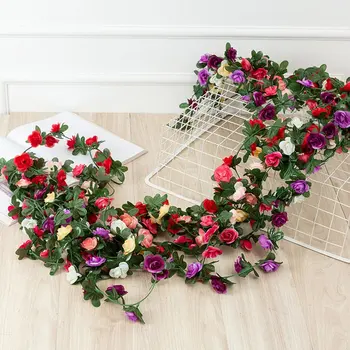 Silk Kunstlik Pojeng Viinapuu Rippuvad Lilled Seina Kaunistamiseks Rotangist Võltsitud Taimede Lehed Vanik Romantiline Pulm Home Decor