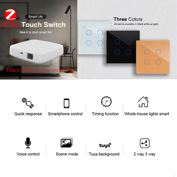 ZigBee Smart Home Wifi Touch Lüliti,2/3 Viis Karastatud Klaasist Paneel, Kogu Maja Tulede Lüliti Töötab Alexa Google Kodu