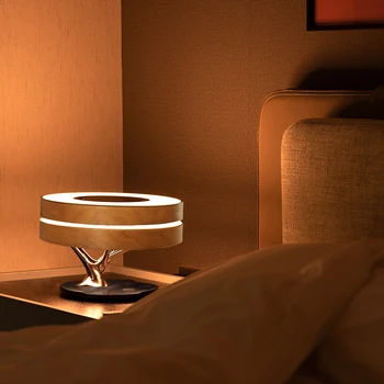 2020 Hot Müük hea hotel Kodus kasutada Puu laua lamp juhtmevaba laadija ja Bluetooth kõlar