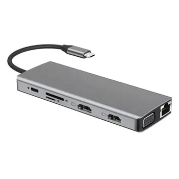 Tüüp C-Dual HDMI-ühilduvate VGA Gigabit 12 1 Adapter 4K USB-C-Hub USB 3.0, RJ45 TF Kaarti Lugeja Sülearvutid Ja Telefon