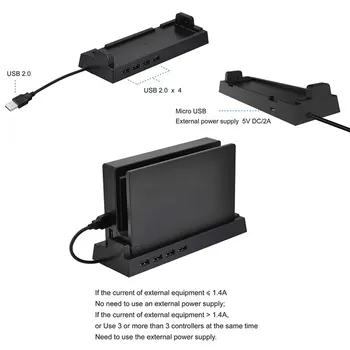 Kaasaskantav Mängukonsool Omanik Välise Splitter Laiendamine Adapter 4 USB 2.0 HUB Dokis Jaama jaoks Nintend Lüliti Laadimine Seista