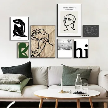Vintage Matisse Abstraktne Joondiagramm Minimalistlik Euroopa Õlimaal Plakatid Trükitakse Seina Art Maali Elutoas Home Decor