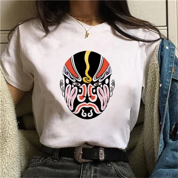 Naiste T-särk 90s Ulzzang Harajuku Graafiline Naljakas omadused Pekingi Ooper Print T-särk O Kaela Vabaaja Naiste Top, T-särk