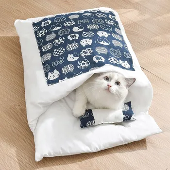 Jaapani Kass Voodi Talvel Eemaldatav Soe Kass Magamiskott Sügav Uni Pet Kitty Voodi Maja Kassi Pesa Padi Padi