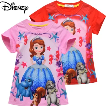 Disney summer cartoon laste riided Printsess Sophia lühikeste varrukatega T-särk Külmutatud tüdrukud lühikeste varrukatega top laste riided