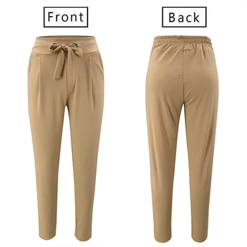 Foridol lace up talje naiste vabaaja püksid sügis-talve must roosa püksid capri kõrge vöökoht haaremi püksid pikad püksid taskud 2020